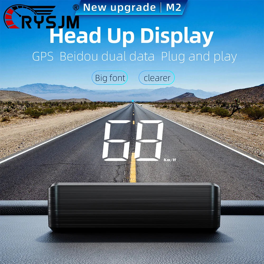 M2 GPS for HUD Car Auto Digital Speedometer Accessories Head-Up Display Auto Electronics Projector Display White Green Light LED