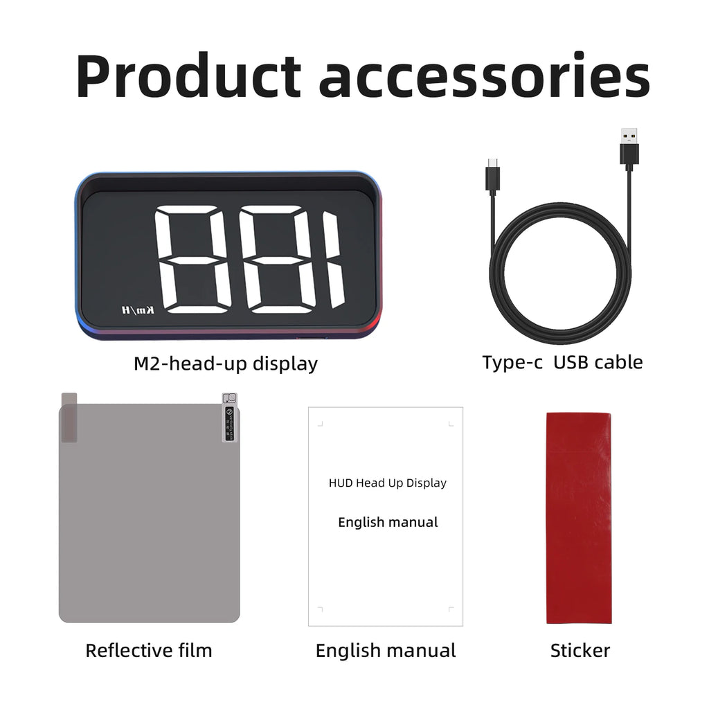 M2 GPS for HUD Car Auto Digital Speedometer Accessories Head-Up Display Auto Electronics Projector Display White Green Light LED
