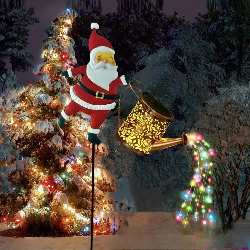 New Santa Claus Lantern Solar Luminous Water Bottle Hollow Outdoor Courtyard Decoration Metal Craft