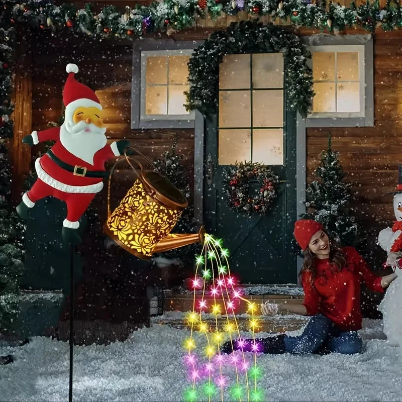 New Santa Claus Lantern Solar Luminous Water Bottle Hollow Outdoor Courtyard Decoration Metal Craft