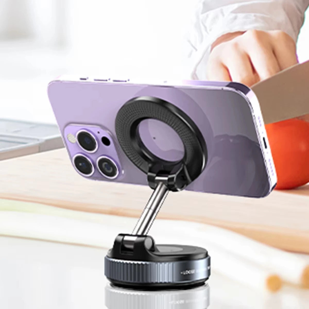 Car Phone Magnetic Stand Mechanical Vacuum Suction Cup Rotate 360°