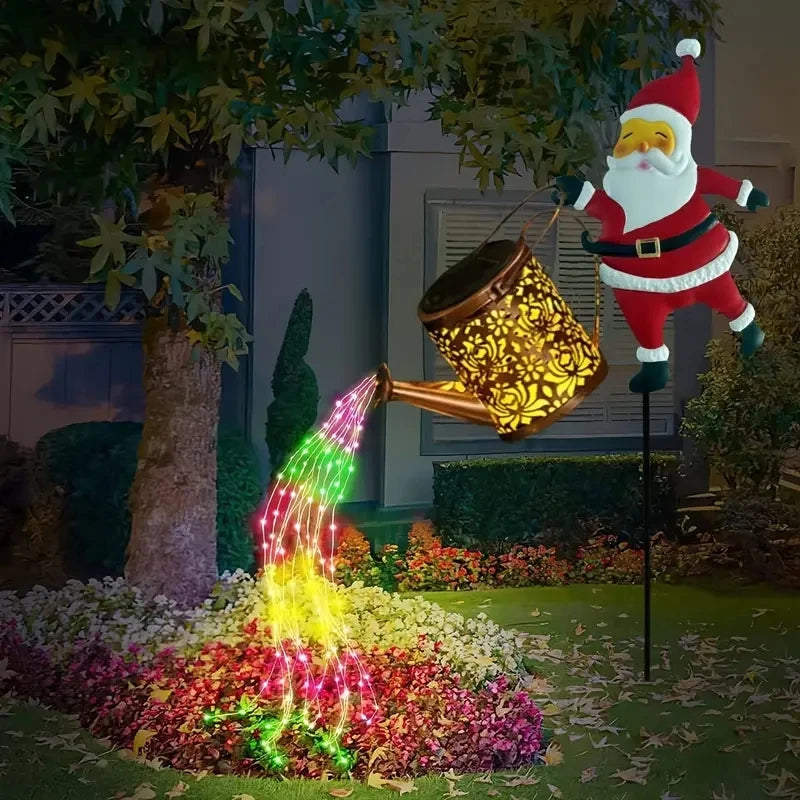 New Santa Claus Lantern Solar Luminous Water Bottle Hollow Outdoor Courtyard Decoration Metal Craft